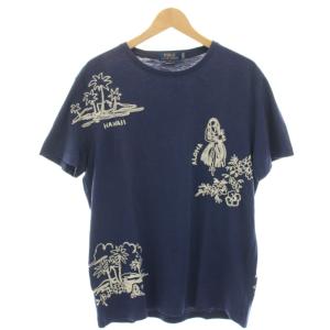 CUSTOM SLIM FIT Tシャツ カットソー ハワイ限定 半袖 刺繍 L 紺 ネイビー 710751482001