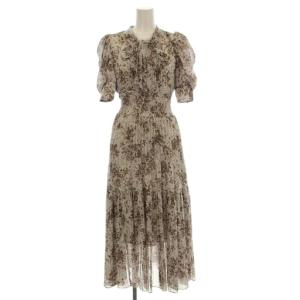 22AW Sustaina ボウタイプリントワンピ ワンピース ロング 半袖 花柄 00 茶 ブラウン