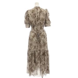 SNIDEL 22AW Sustaina ボウタイプリントワンピ ワンピース ロング 半袖 花柄 00 茶 ブラウン
