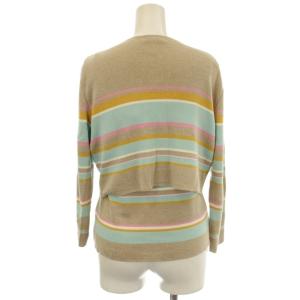 FOXEY BOUTIQUE アンサンブル 麻 リネン ニット カーディガン タンクトップ ボーダー 40 ベージュ ピンク 14159SNM01115