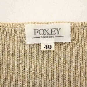 FOXEY BOUTIQUE アンサンブル 麻 リネン ニット カーディガン タンクトップ ボーダー 40 ベージュ ピンク 14159SNM01115