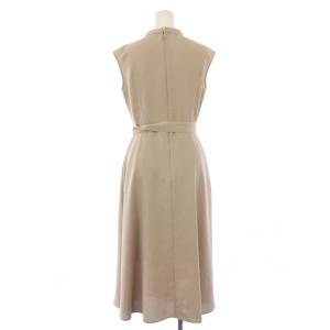 ANAYI フレアワンピース ミモレ ロング ノースリーブ スキッパー ベルト 34 ベージュ /BB