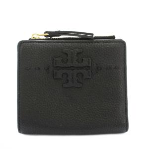 財布 二つ折り 小銭入れ レザー ロゴ 黒 ブラック /YT