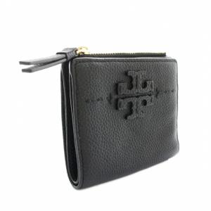 TORY BURCH 財布 二つ折り 小銭入れ レザー ロゴ 黒 ブラック /YT