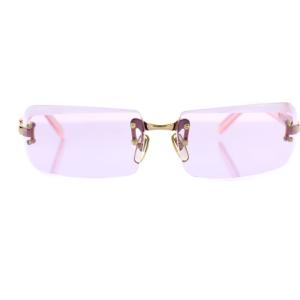 サングラス 眼鏡 アイウェア リムレス スクエア カラーレンズ ピンク X81 /KU