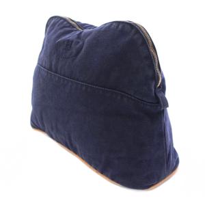 HERMES ボリードGMキャンバスポーチ バス用 Hロゴ 紺 ネイビー /BB OH