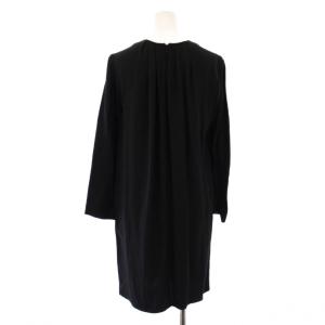 YOKO CHAN YOKOCHAN ワンピース ひざ丈 長袖 クルーネック ストレッチ ワンカラー 38 黒 ブラック /BB