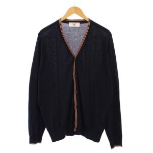 DAKS ニットカーディガン 長袖 Vネック 薄手 XL 紺 ネイビー /BB