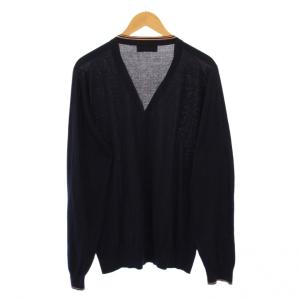 JOHN SMEDLEY DAKS ニットカーディガン 長袖 Vネック 薄手 XL 紺 ネイビー /BB