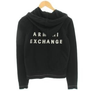 パーカー スウェット ジップアップ バックロゴ刺繍 長袖 XS 黒 ブラック /HN