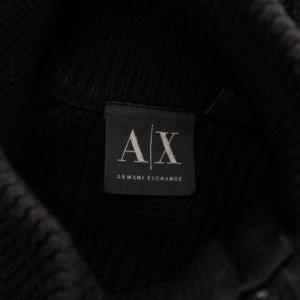 A/X ARMANI EXCHANGE リブニット セーター 長袖 ハイネック サイドファスナー 無地 ストレッチ XS 黒 ブラック /BB