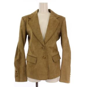 テーラードジャケット 総裏地 シングル 2B レザー 36 ベージュ /BM