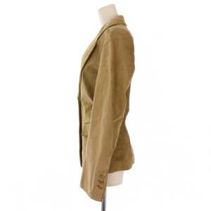 YVES SAINT LAURENT テーラードジャケット 総裏地 シングル 2B レザー 36 ベージュ /BM