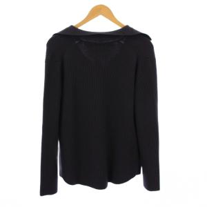 theory luxe DENEB ABIGAIL ニット セーター 長袖 スキッパー 無地 ワンカラー ウール 38 紺 ネイビー