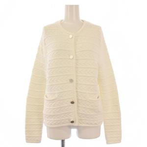 BRAMBLE DORTHY ニットカーディガン 長袖 クルーネック 編み込み ストレッチ ワンカラー