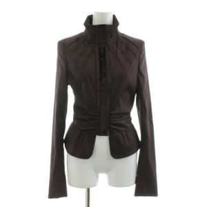 スタンドカラージャケット ブルゾン ジップアップ ベロア 切替 40 赤茶 136118 /KU