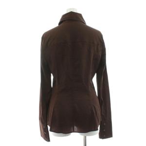 GUCCI シャツ ブラウス 長袖 GG柄 プリント シルク 40 茶 ブラウン 113241 /KU