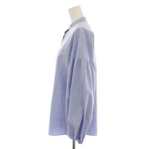 ANAYI 22AW コンパクトツイルビッグパフブラウス シャツ バンドカラー 長袖 36 サックスブルー 102227-13-080-62