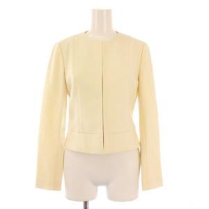 ノーカラージャケット アウター ショート丈 ワンカラー ウール 36 アイボリー /BB