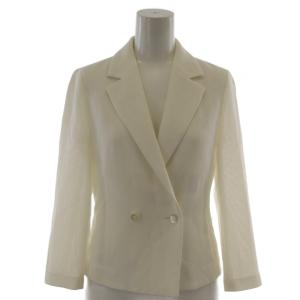 テーラードジャケット ダブル 薄手 透け感 シースルー 34 白 ホワイト ショート 102017-10-130-01-340