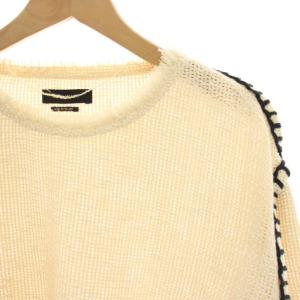 ISABEL MARANT ニット セーター 長袖 ステッチ ビッグシルエット フリンジ S ライトベージュ /HN