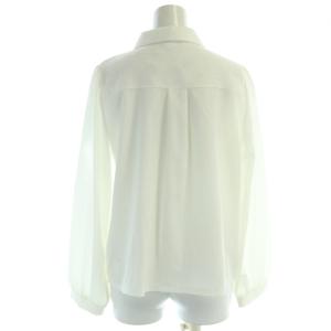 axes femme 衿金具付きブラウス シャツ レース切替 長袖 M 白 ホワイト CI91X94P /HN