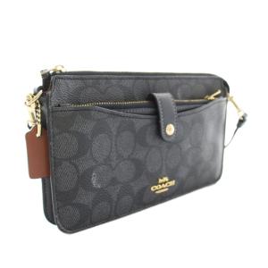 COACH シグネチャーノアポップアップメッセンジャー お財布ショルダー ショルダーバッグ PVCキャンバス 紺 ネイビー