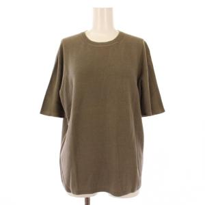 ニット 半袖 クルーネック ストレッチ 無地 ワンカラー ウール混 S グレー /BB