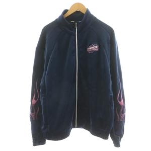 X-LARGE セットアップ 上下 ベロア トラックジャケット ジップアップ イージーパンツ ロゴ 刺繍 XXL 紺 ネイビー