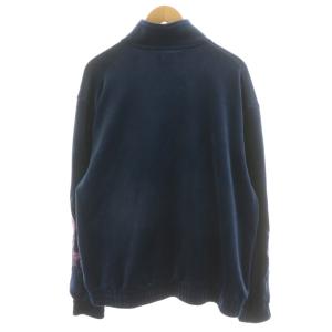 X-LARGE セットアップ 上下 ベロア トラックジャケット ジップアップ イージーパンツ ロゴ 刺繍 XXL 紺 ネイビー