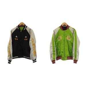 リバーシブル スカジャン 中綿 ミッキー ジャケット ブルゾン L 黒 黄緑 DY065SK01 /G