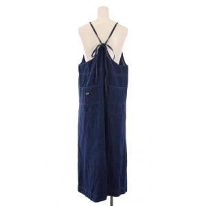 LEE デニムワンピース ジャンパースカート キャミソール マキシ ロング 無地 ワンカラー S 青 ブルー /BB