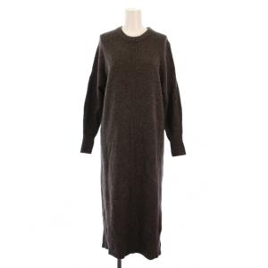 21AW ラムカシミヤ クルーネックワンピース ロング 長袖 ニット 36 ダークブラウン 12-06-15-06630