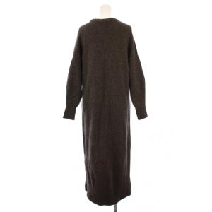 MACPHEE 21AW ラムカシミヤ クルーネックワンピース ロング 長袖 ニット 36 ダークブラウン 12-06-15-06630