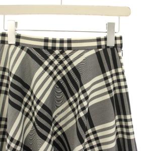 UNITED ARROWS UWSC W/P チェックフレアスカート マキシ ロング ウール 36 黒 ブラック 白 ホワイト15242574629