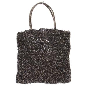 ワイヤーバッグ ハンドバッグ 編み込み ワンカラー 黒 ブラック /BB