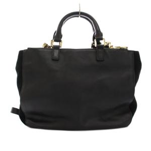 TORY BURCH ハンドバッグ ショルダーバッグ 2WAY スエード レザー 黒 ブラック /YM