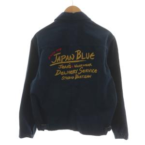 STUDIO D'ARTISAN ブルゾン ジャケット ジップアップ ロゴ ワッペン 刺繍 コットン L 紺 ネイビー /AN44