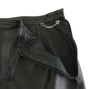 GUCCI レザースカート ひざ丈 フレア 台形 スリット 44 黒 ブラック /YT