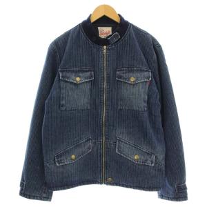 ストライプ ワークジャケット 中綿 ブルゾン M ネイビー 紺 /G