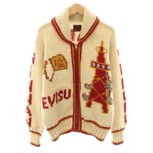 GOALLA カウチンセーター カーディガン 40 ベージュ レッド