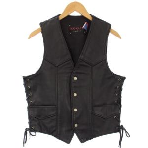 DUROJAC BY SCHOTT レザーベスト ジレ レースアップ M ブラック 2184 /TK