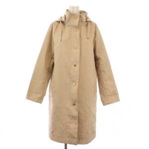 ロングコート アウター フード 金ボタン 裏地チェック柄 40 ベージュ /BB