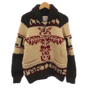 カナタ KANATA 50`s Vintage カウチン カーディガン ニット ウール 総柄 ショールカラー