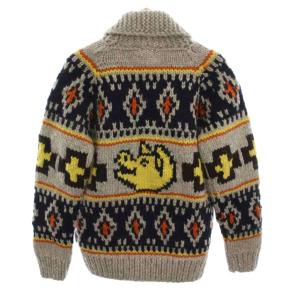 KANATA 50`s Vintage カウチン カーディガン 42 グレー ネイビー