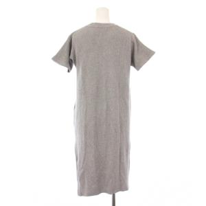 HYSTERIC GLAMOUR TURN IT UP pt ロングワンピース ひざ丈 半袖 クルーネック ストレッチ ロゴ F グレー