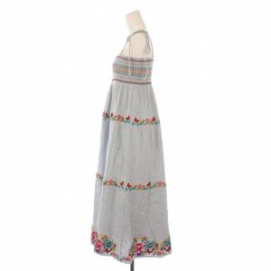 HYSTERIC GLAMOUR フレアワンピース マキシ ロング キャミソール 刺繍 F 水色 ライトブルー /BB