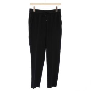 24SS バックサテンドロストパンツ スラックス イージー ウエストゴム 無地 ワンカラー 4 黒 ブラック