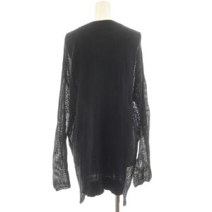 HYSTERIC GLAMOUR ニット カットソー 長袖 鍵編み 切替 くま柄 メッシュ 黒 ブラック /AN45