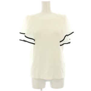 シフォンスリーブニットトップ カットソー 半袖 フリル 36 白 ホワイト 0223243125 /HN